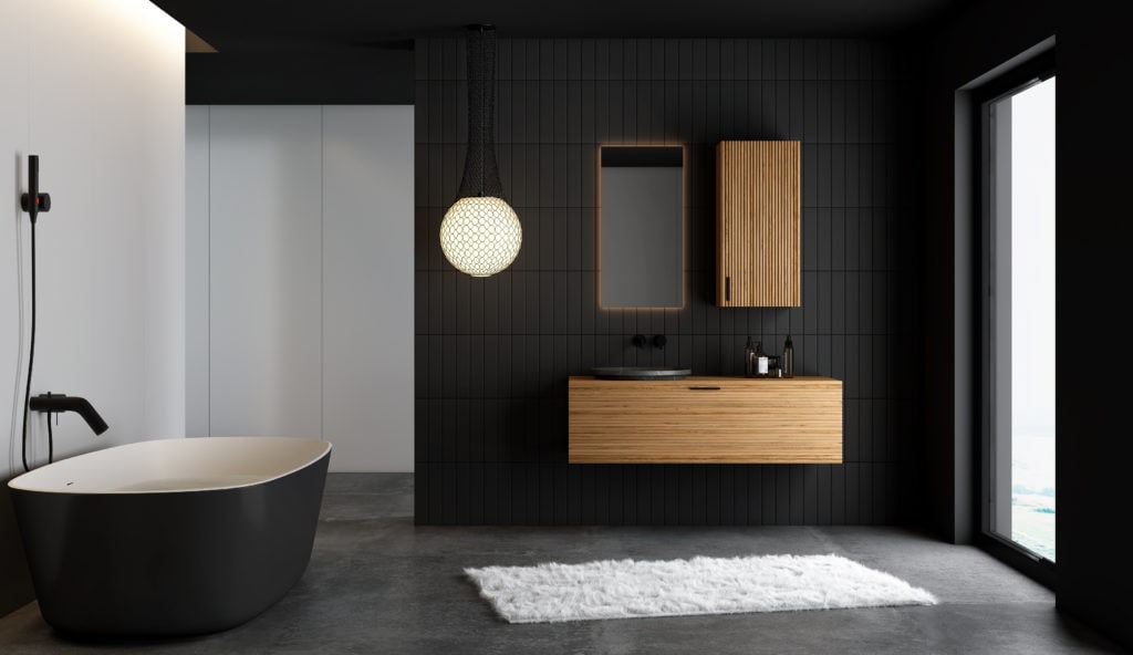 badkamer met een zwarte inrichting