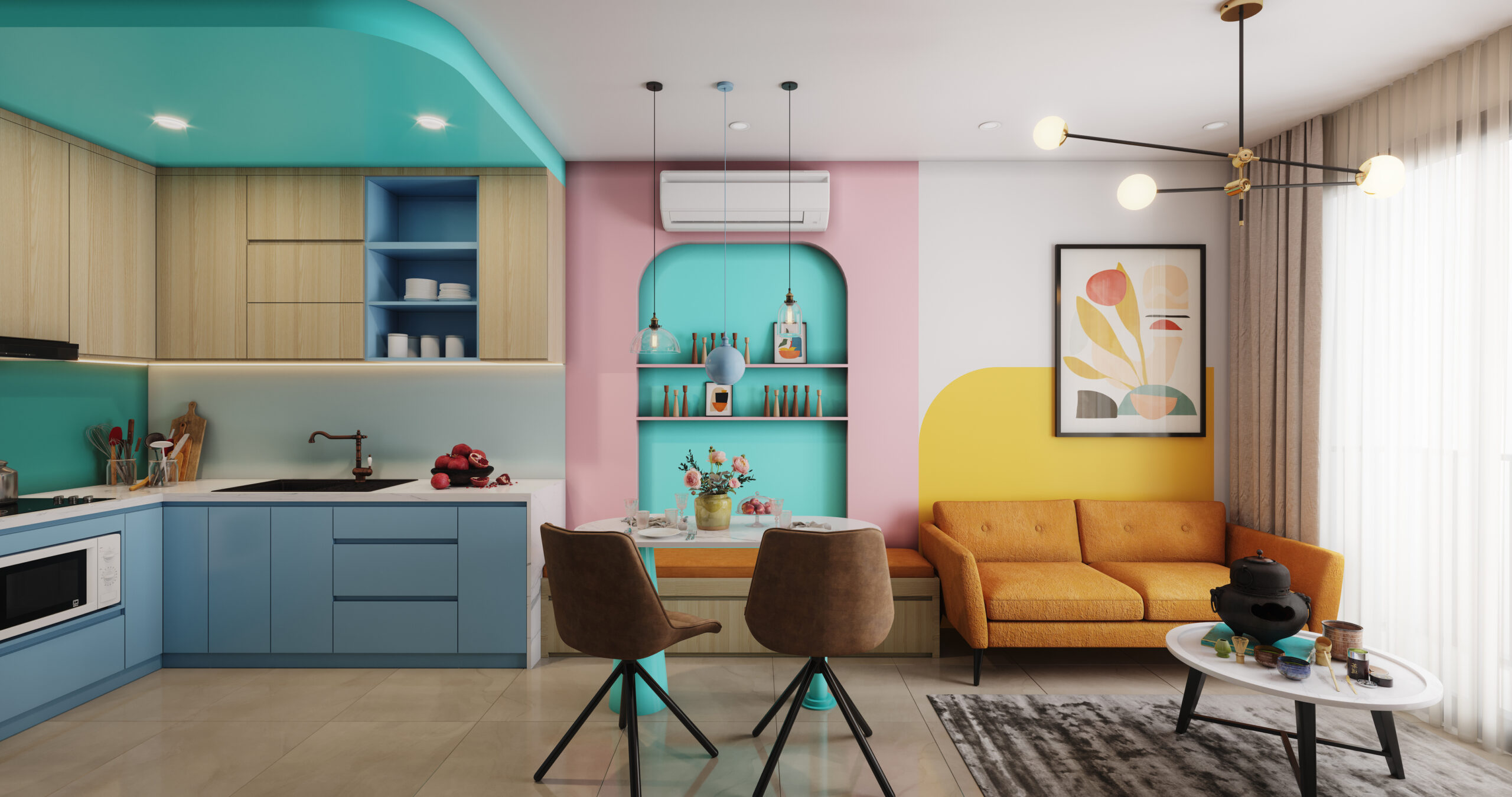 kleurrijke woonkamer