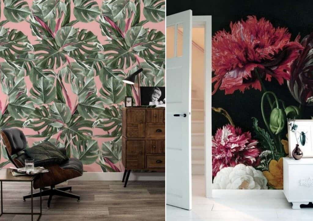 interieur met behang