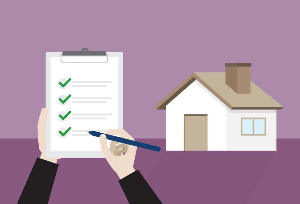 Checklist wordt ingevuld voor een huis, als voorbereiding op een verbouwing