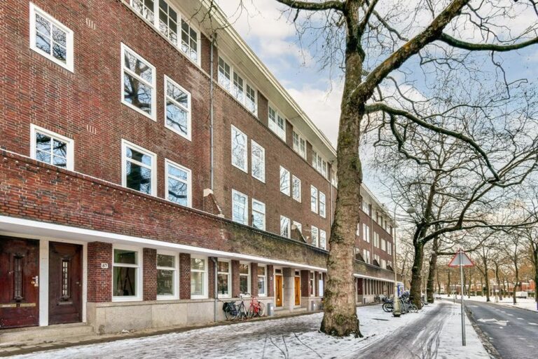 Apollolaan in Amsterdam Zuid met monumentale woonblokken uit de jaren twintig en brede bomenrij