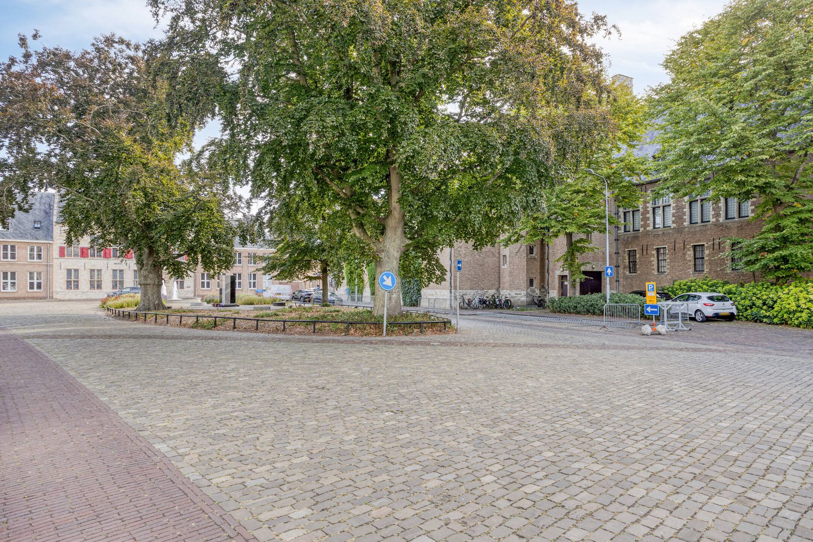 Straatbeeld met bomen en historische bebouwing bij Balans in Middelburg