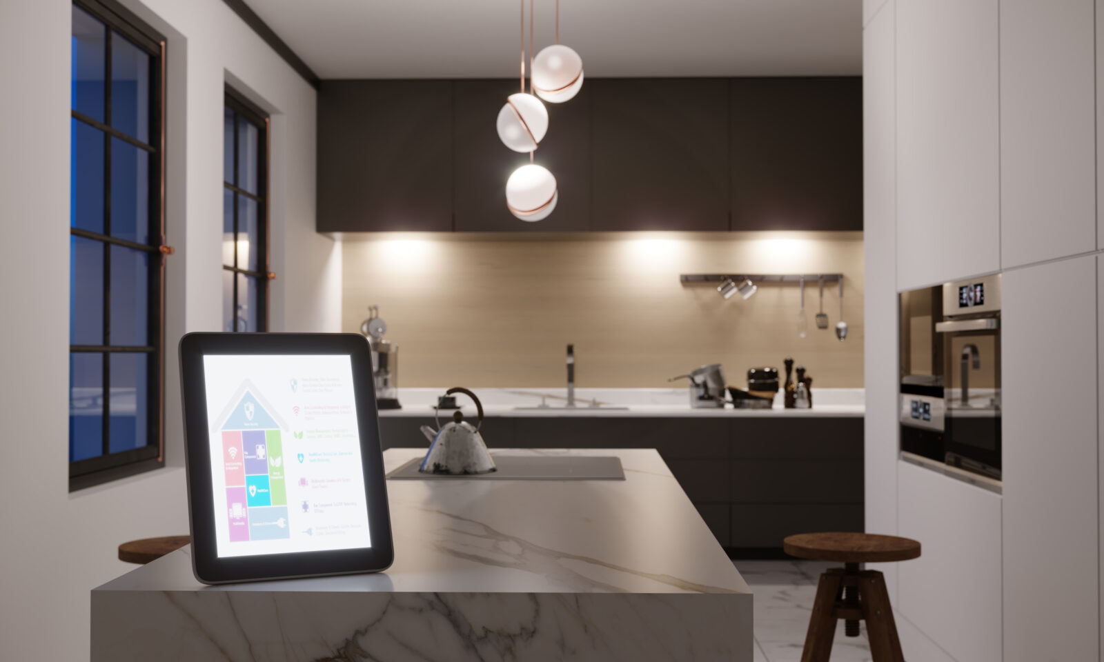 iPad als bedieningspaneel in een moderne keuken